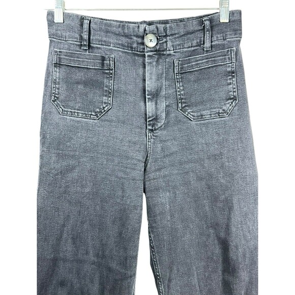 Pilcro Skipper Black Ankle Jeans Women 28‎ Wide Leg Stretch High Rise Anthro - Picture 3 of 14